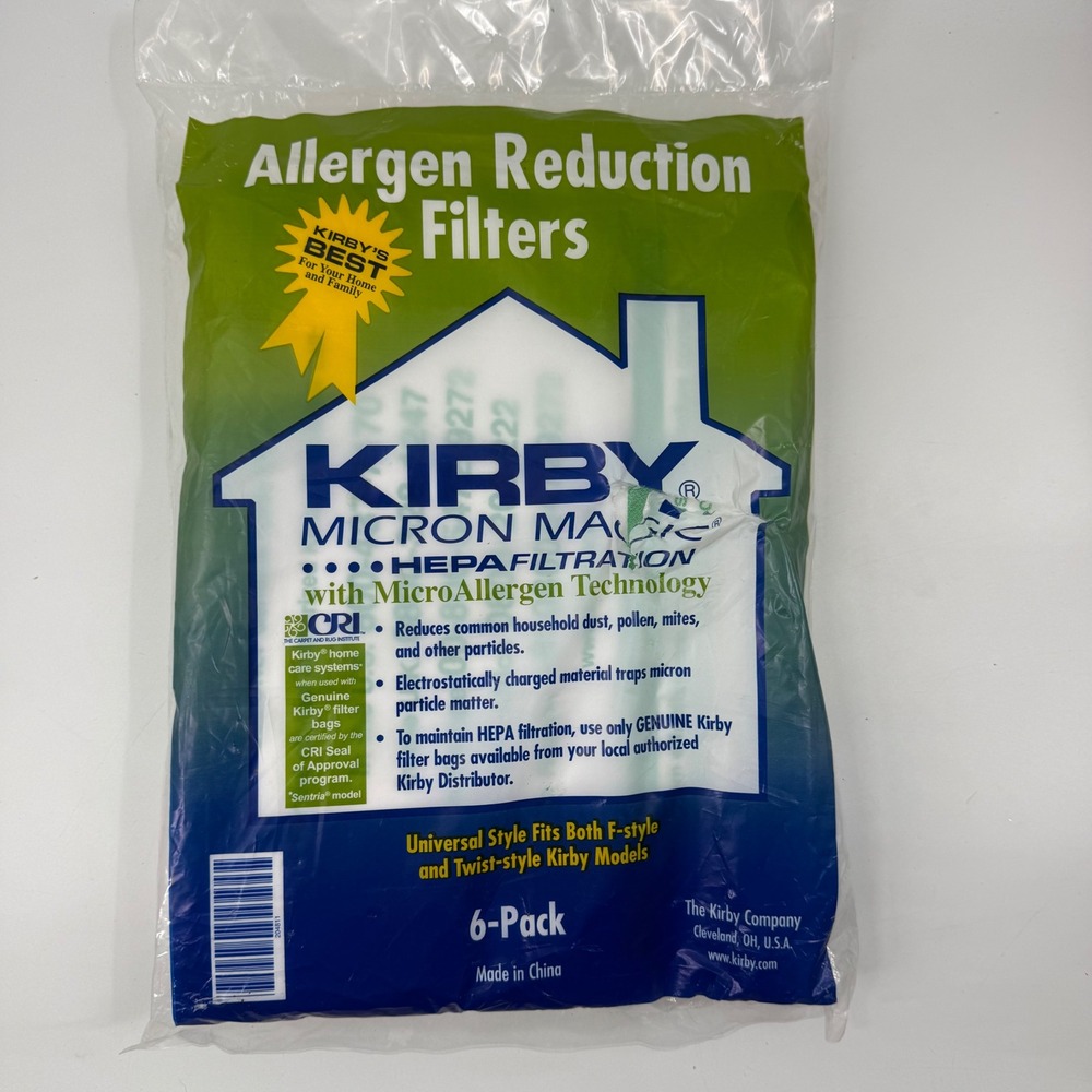 Kirby Micron Magic HEPA Vacuum Bags 6-Pack Universal F-Style Twist-Style 204811